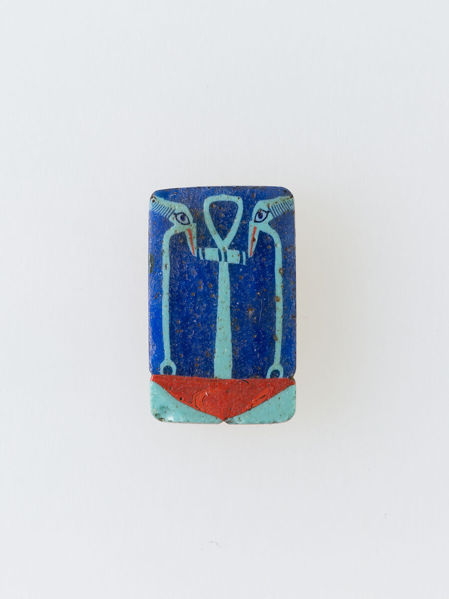 Inlay, ankh with was scepters, Glass