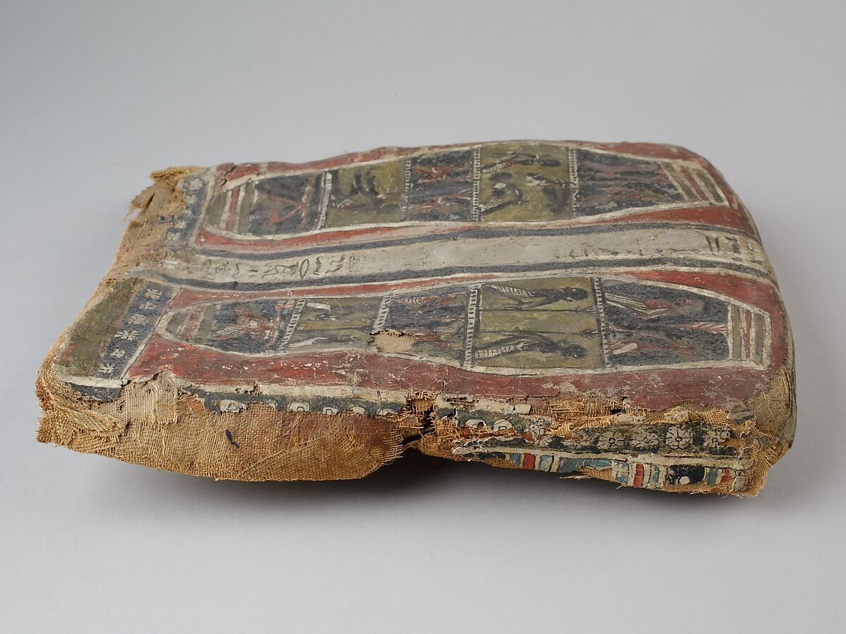 Footboard from a cartonnage case, Linen, paste, paint