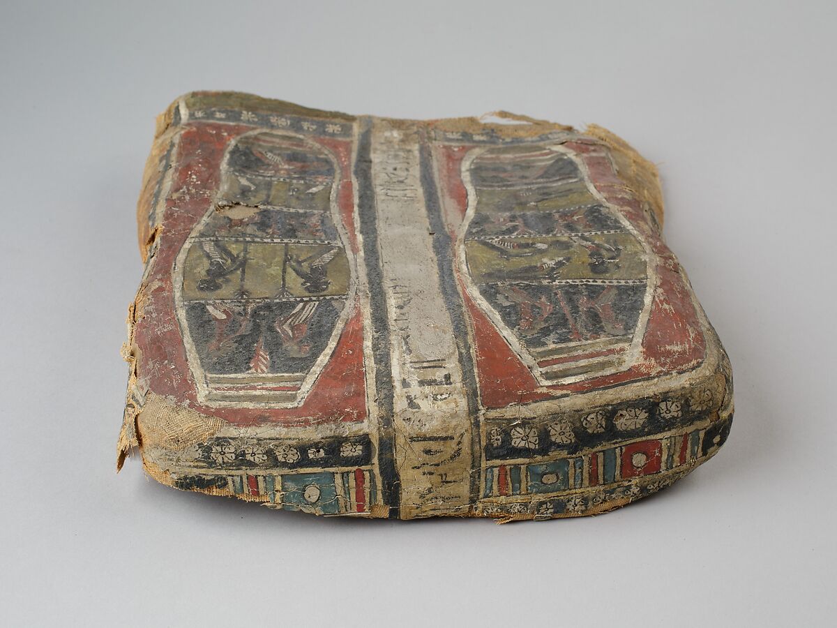 Footboard from a cartonnage case, Linen, paste, paint