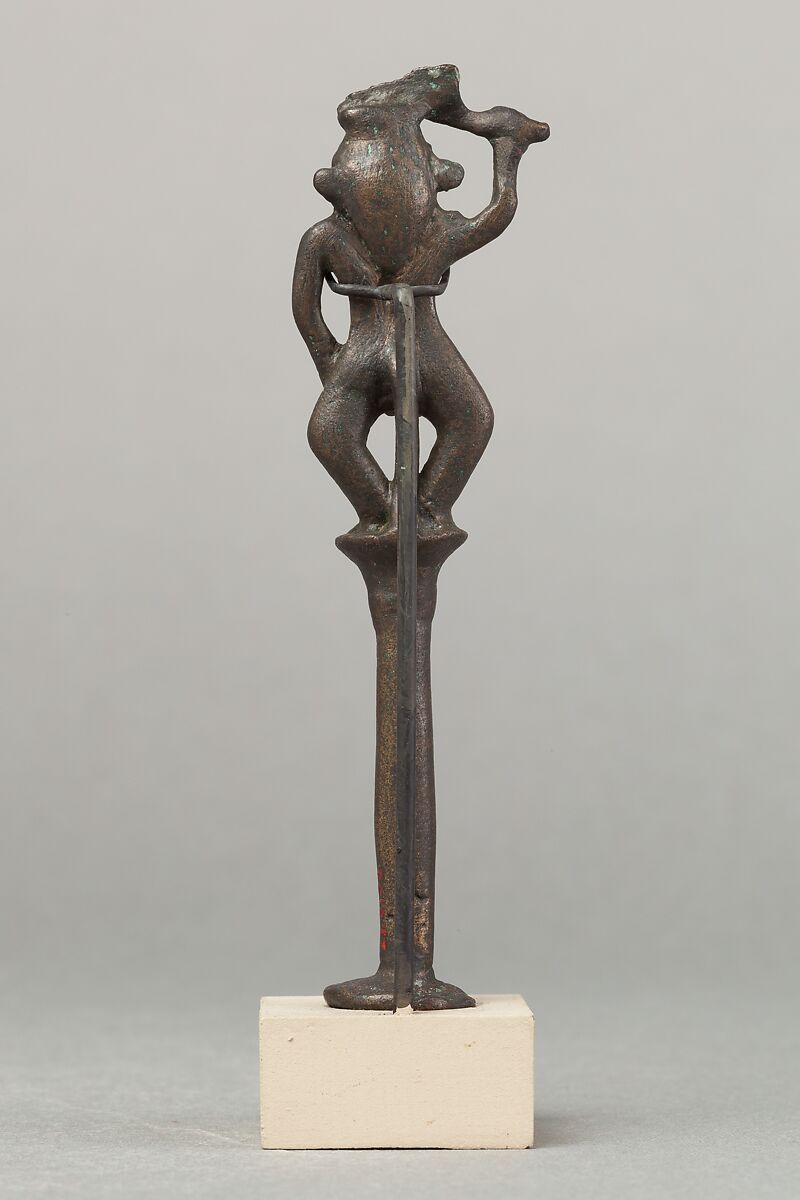 Bes on a column holding a knife, Cupreous metal