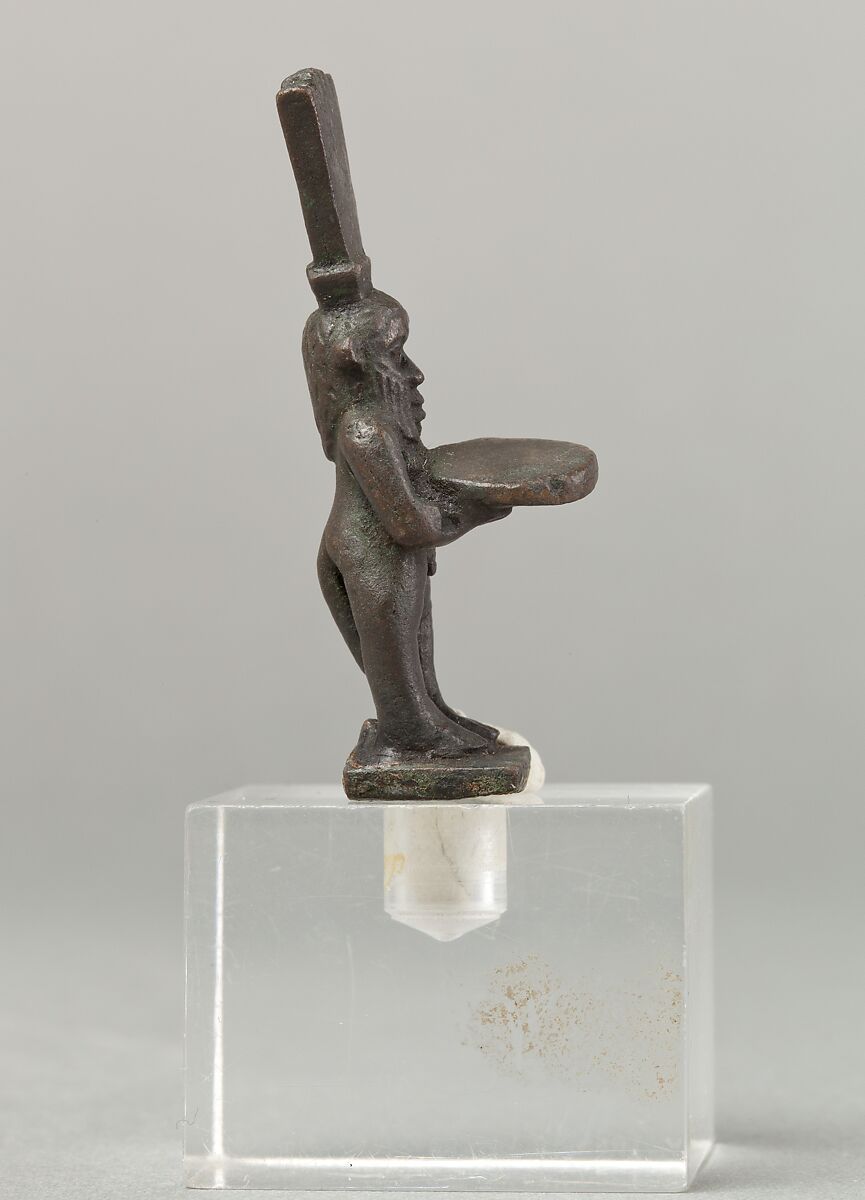 Bes with a tambourine, Cupreous metal