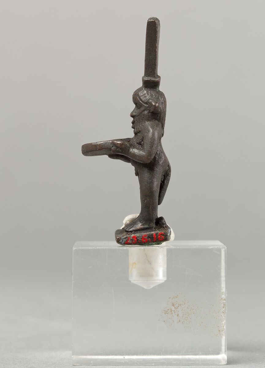 Bes with a tambourine, Cupreous metal