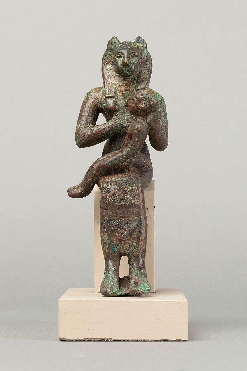 The goddess Wadjet with the Horus-child, Cupreous metal 