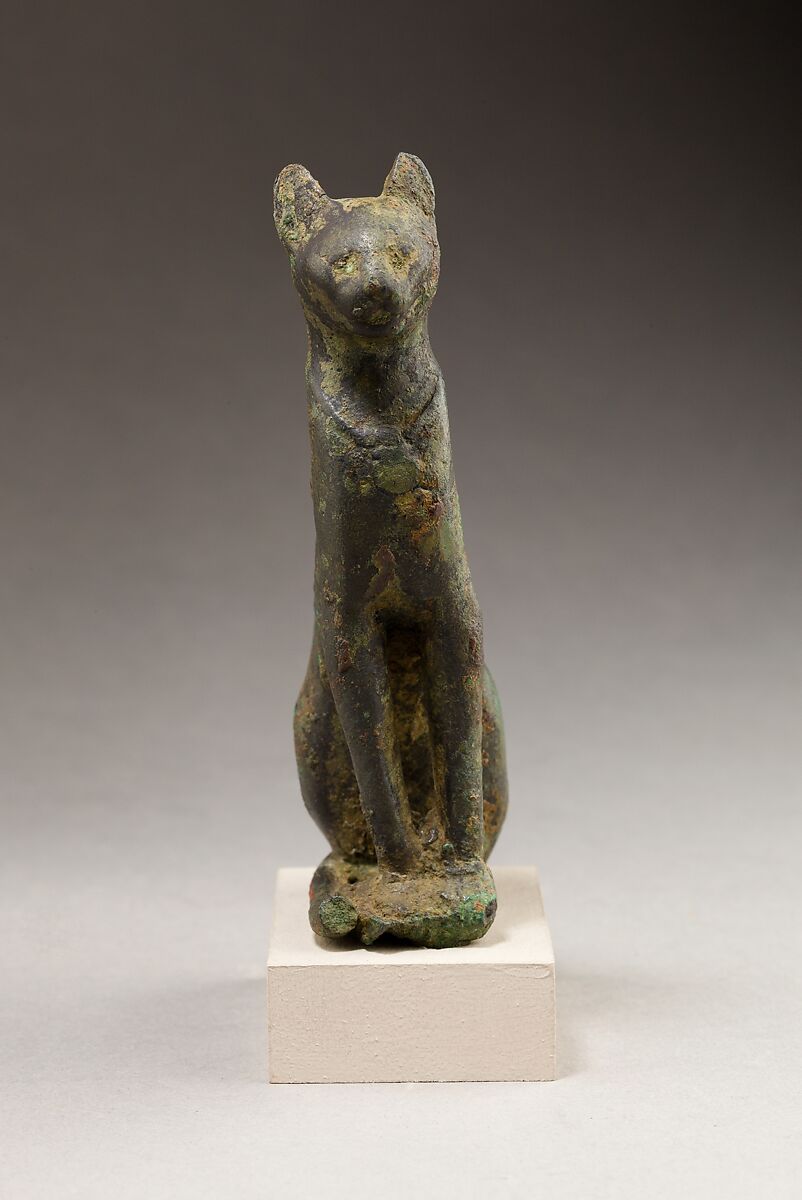 Statuette of cat, Cupreous metal 