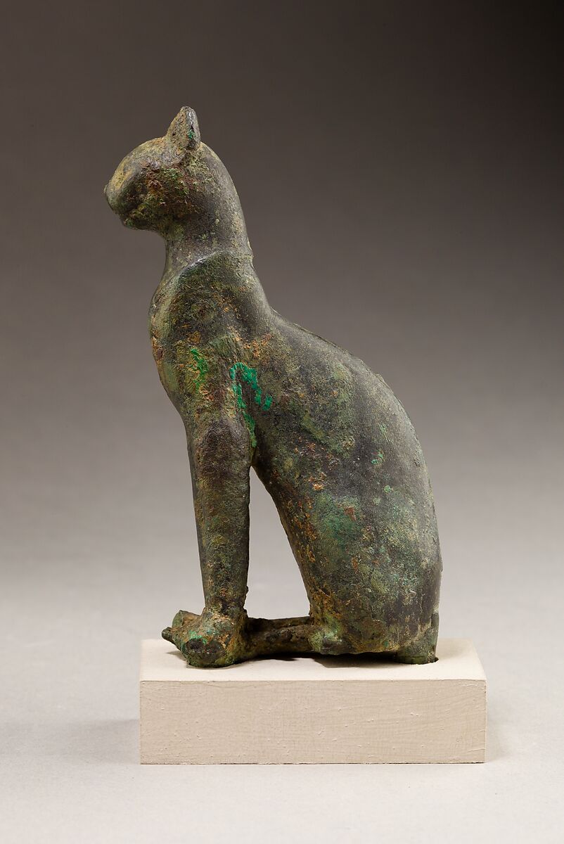 Statuette of cat, Cupreous metal