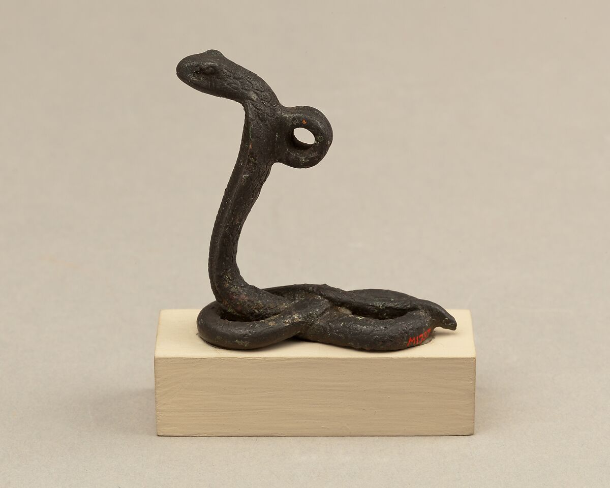 Coiled and rearing cobra, Cupreous metal
