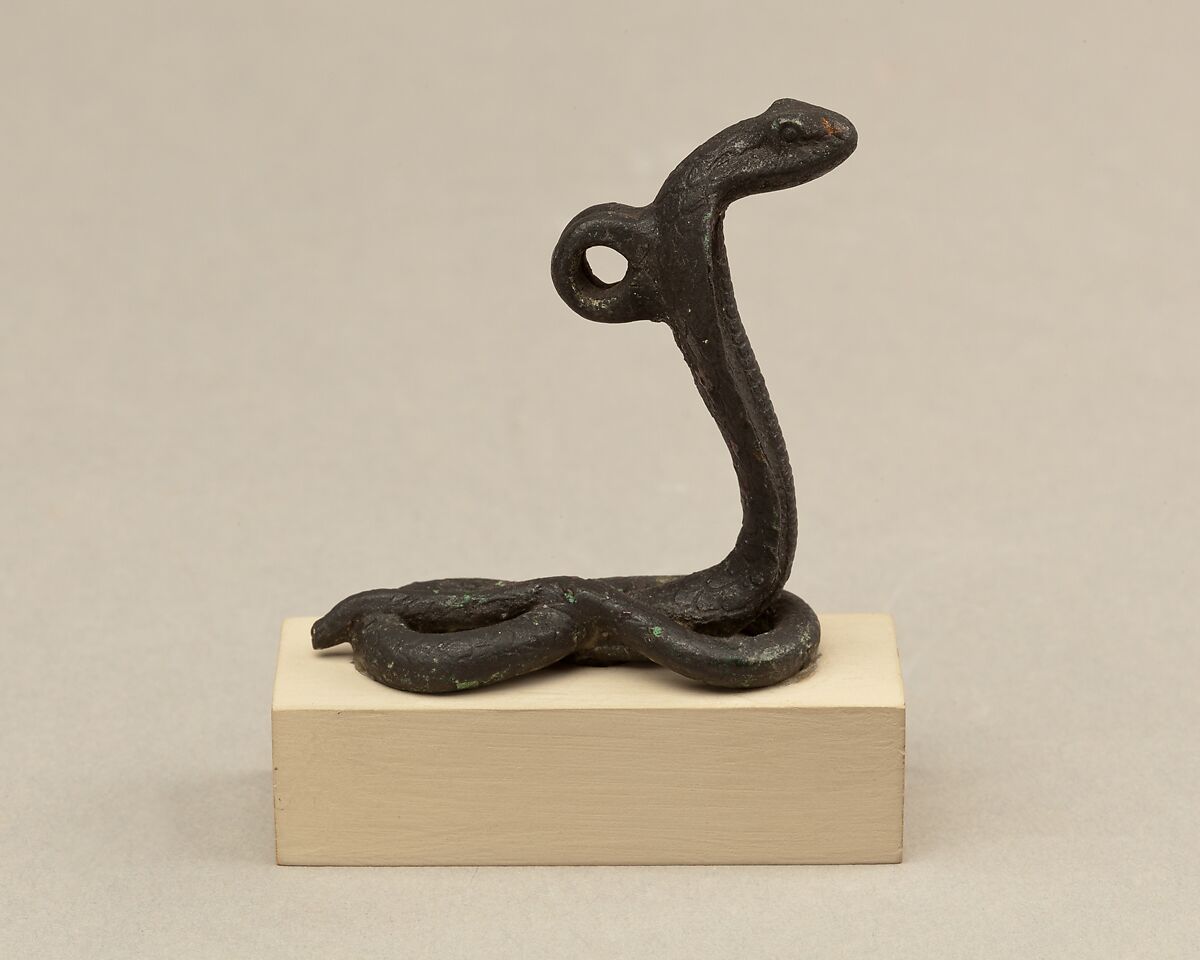 Coiled and rearing cobra, Cupreous metal