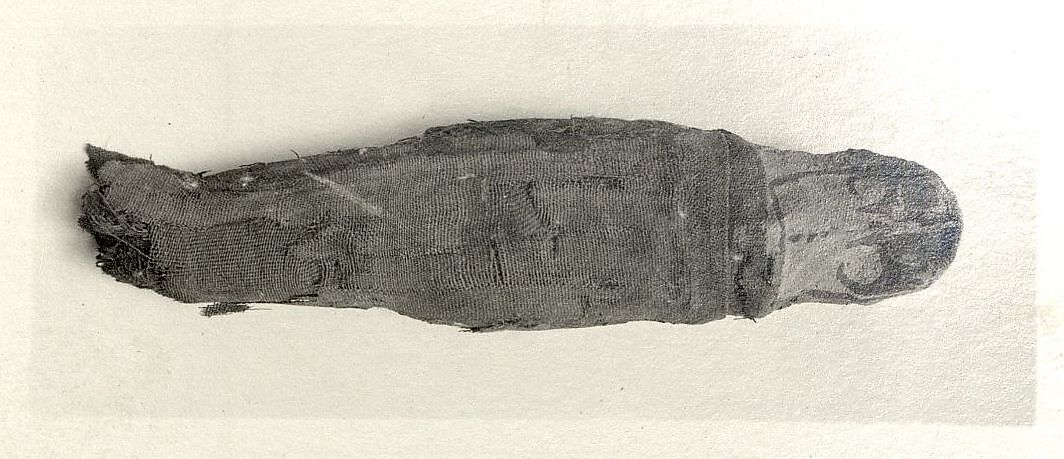 Sacred animal mummy of falcon, Animal remains, cartonnage, linen, paint 