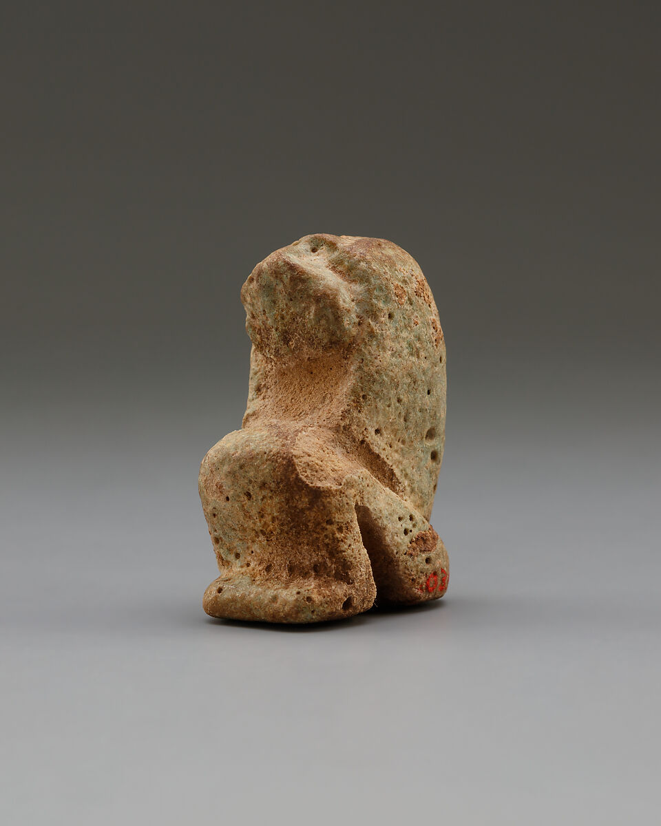 Baboon amulet, Faience