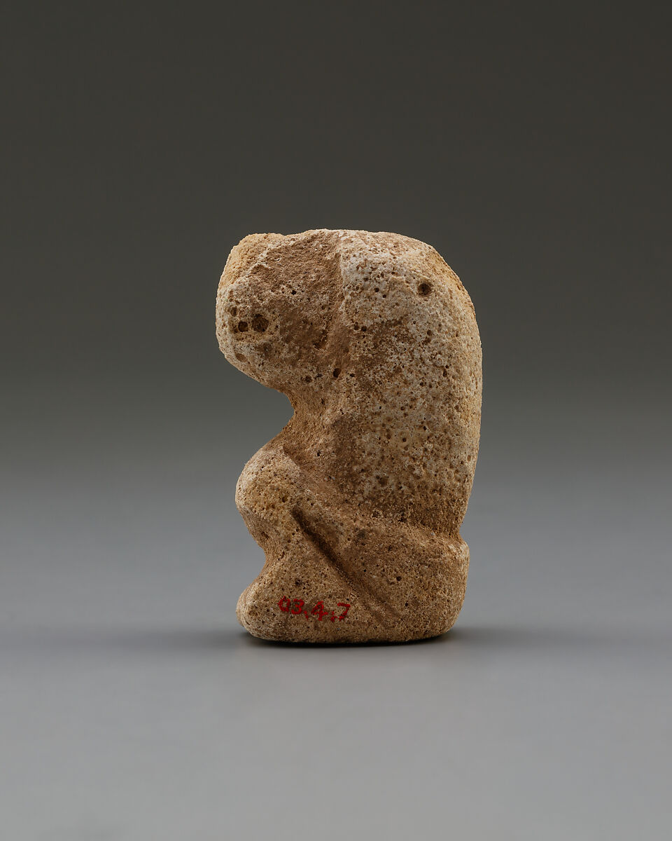 Baboon amulet, Faience