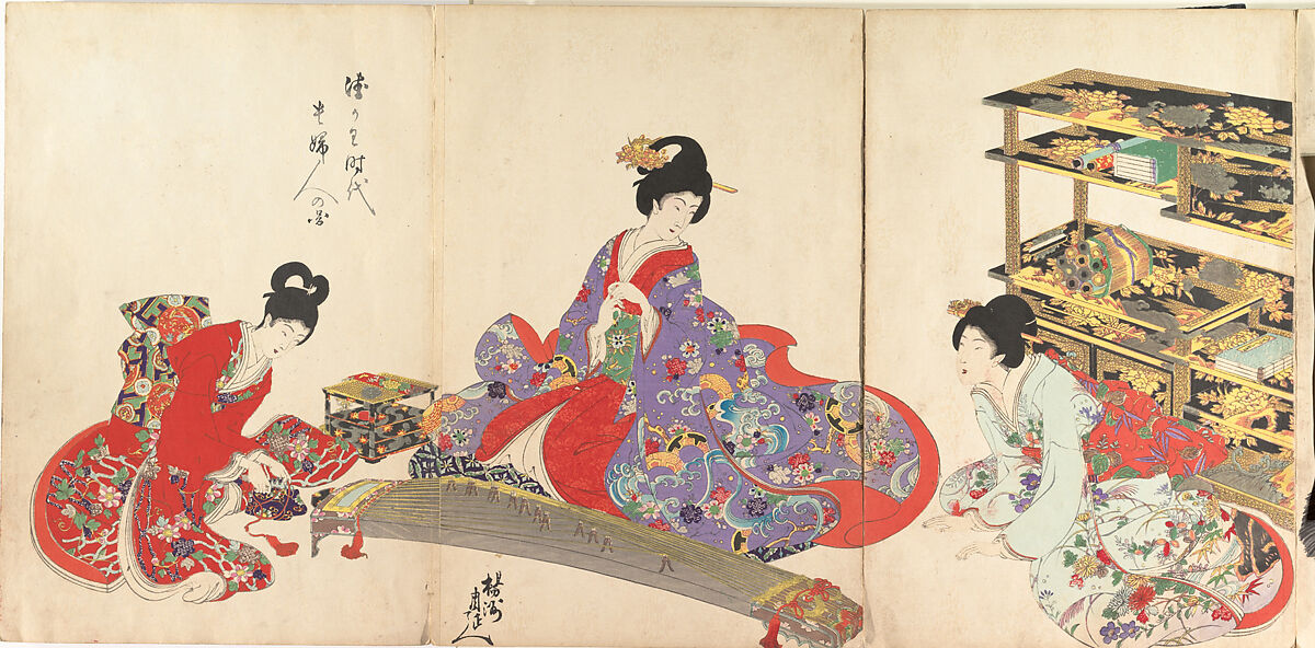 Noblewomen of the Tokugawa Period; Thirty-six Beauties (Sanjuroko kasensoro, Mizuno Toshikata (Japanese, 1866–1908), Album of 72 woodblock prints; ink and color on paper, Japan