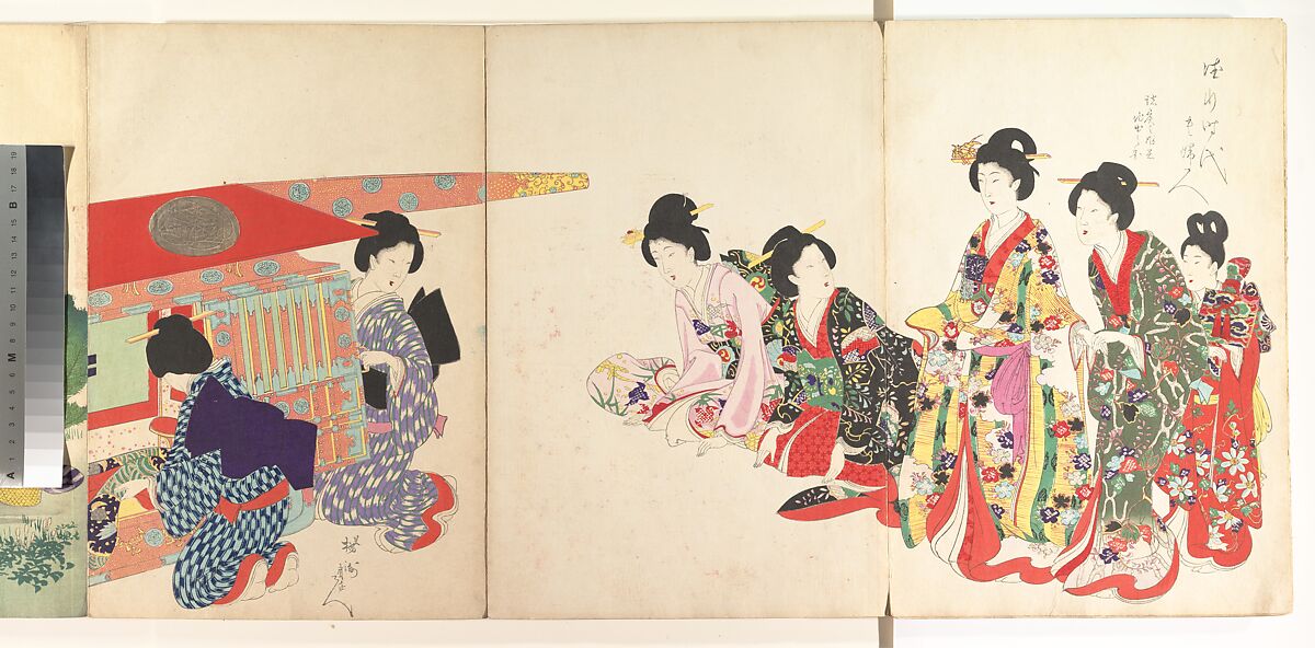 Noblewomen of the Tokugawa Period; Thirty-six Beauties (Sanjuroko kasensoro, Mizuno Toshikata (Japanese, 1866–1908), Album of 72 woodblock prints; ink and color on paper, Japan