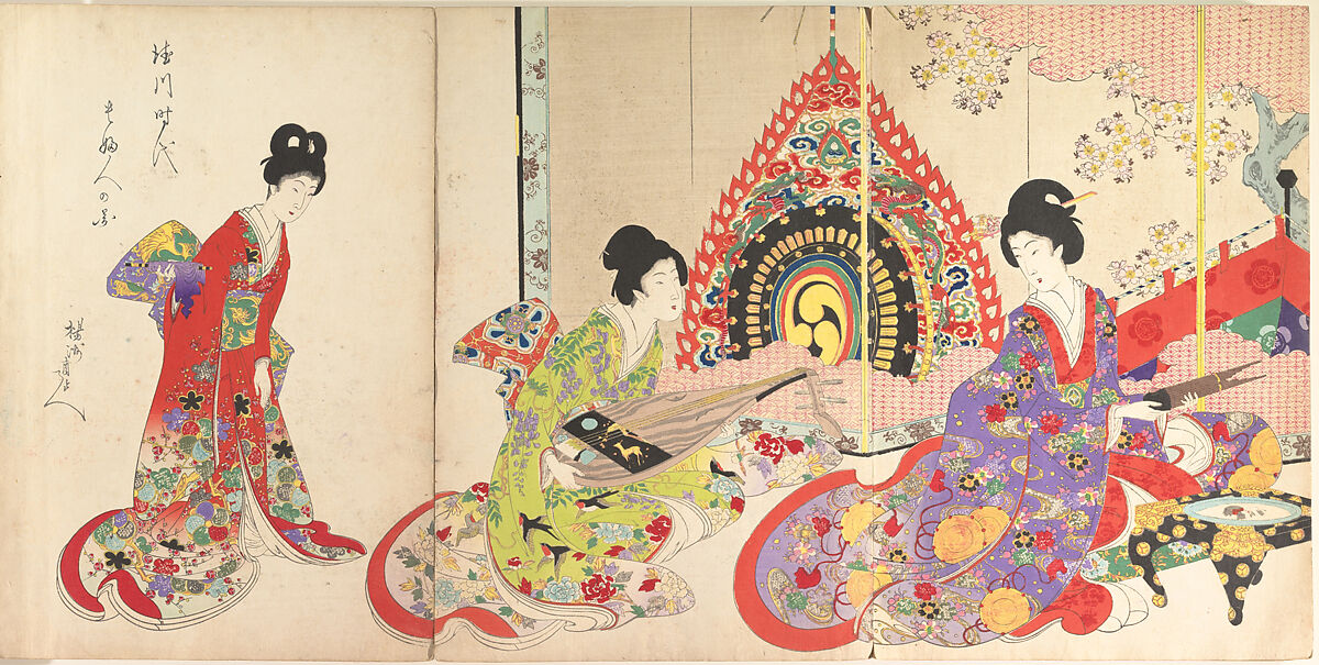 Noblewomen of the Tokugawa Period; Thirty-six Beauties (Sanjuroko kasensoro, Mizuno Toshikata (Japanese, 1866–1908), Album of 72 woodblock prints; ink and color on paper, Japan