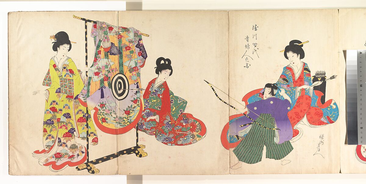 Noblewomen of the Tokugawa Period; Thirty-six Beauties (Sanjuroko kasensoro, Mizuno Toshikata (Japanese, 1866–1908), Album of 72 woodblock prints; ink and color on paper, Japan