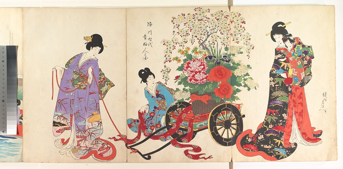 Noblewomen of the Tokugawa Period; Thirty-six Beauties (Sanjuroko kasensoro, Mizuno Toshikata (Japanese, 1866–1908), Album of 72 woodblock prints; ink and color on paper, Japan