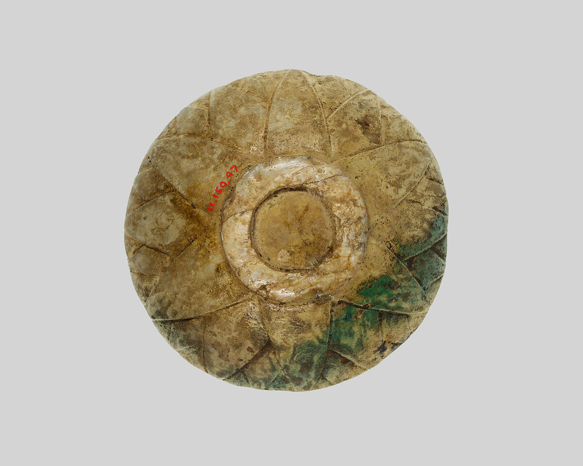 Lotus bowl, Glazed travertine (Egyptian alabaster)