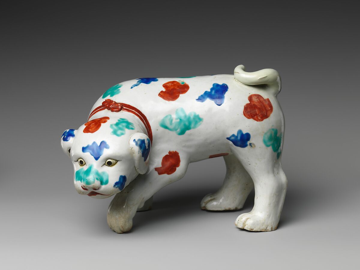 Model of a Dog, Porcelain with polychrome enamels over transparent glaze (Hizen ware, Kakiemon type), Japan