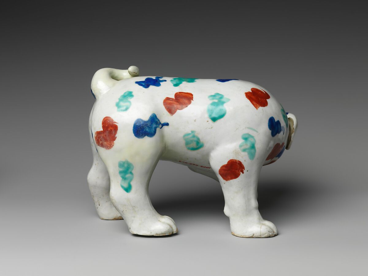 Model of a Dog, Porcelain with polychrome enamels over transparent glaze (Hizen ware, Kakiemon type), Japan