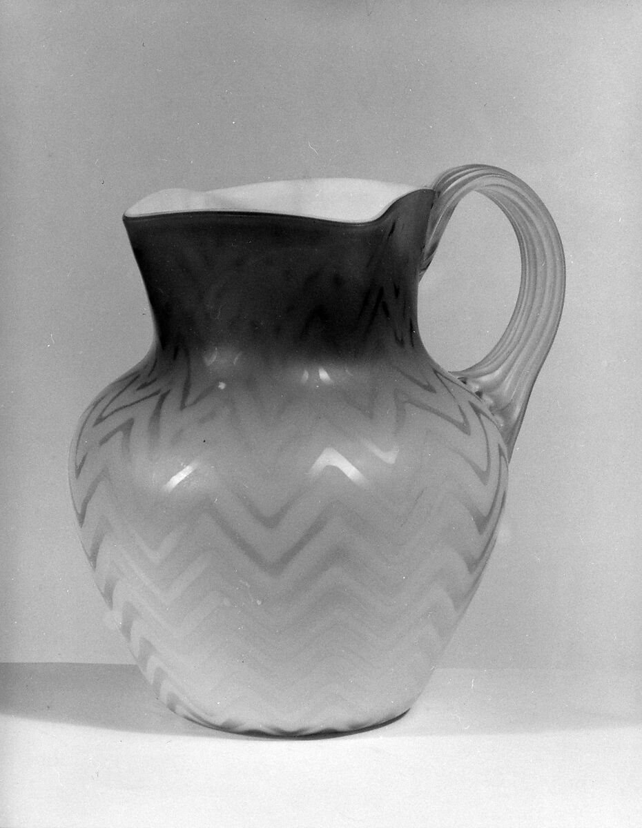 Pitcher, Blown satin glass, British, probably 