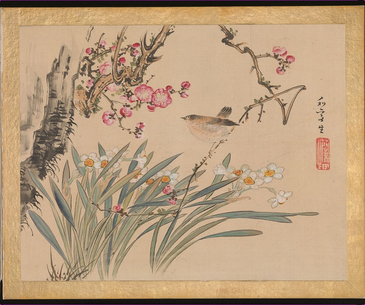Flowers and Birds, Taki Katei (Japanese, 1830–1901), Album of twelve leaves; ink and color on silk, Japan