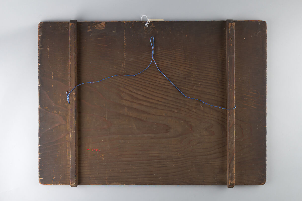 Peonies, Ink, color, and powdered shell on wood, Japan