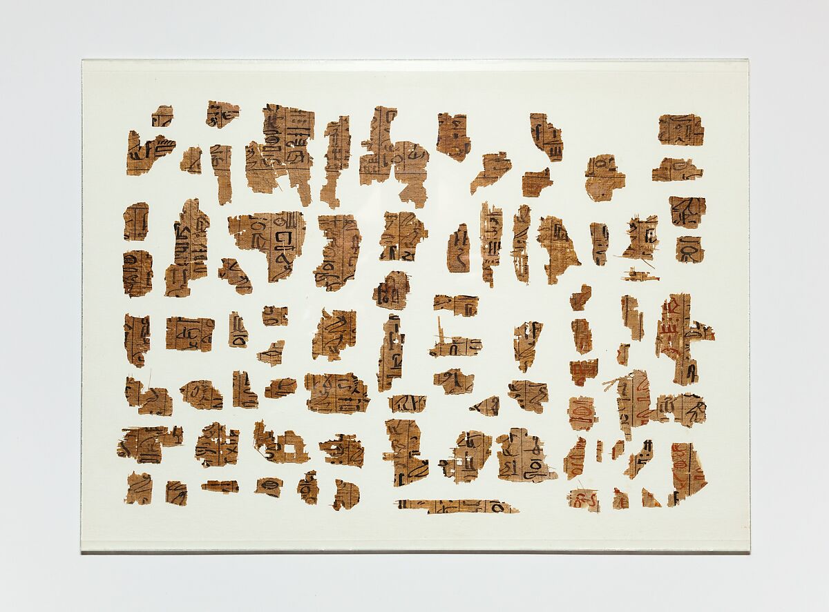 Papyrus fragments from the Book of the Dead of the Scribe Roy, Papyrus, ink 