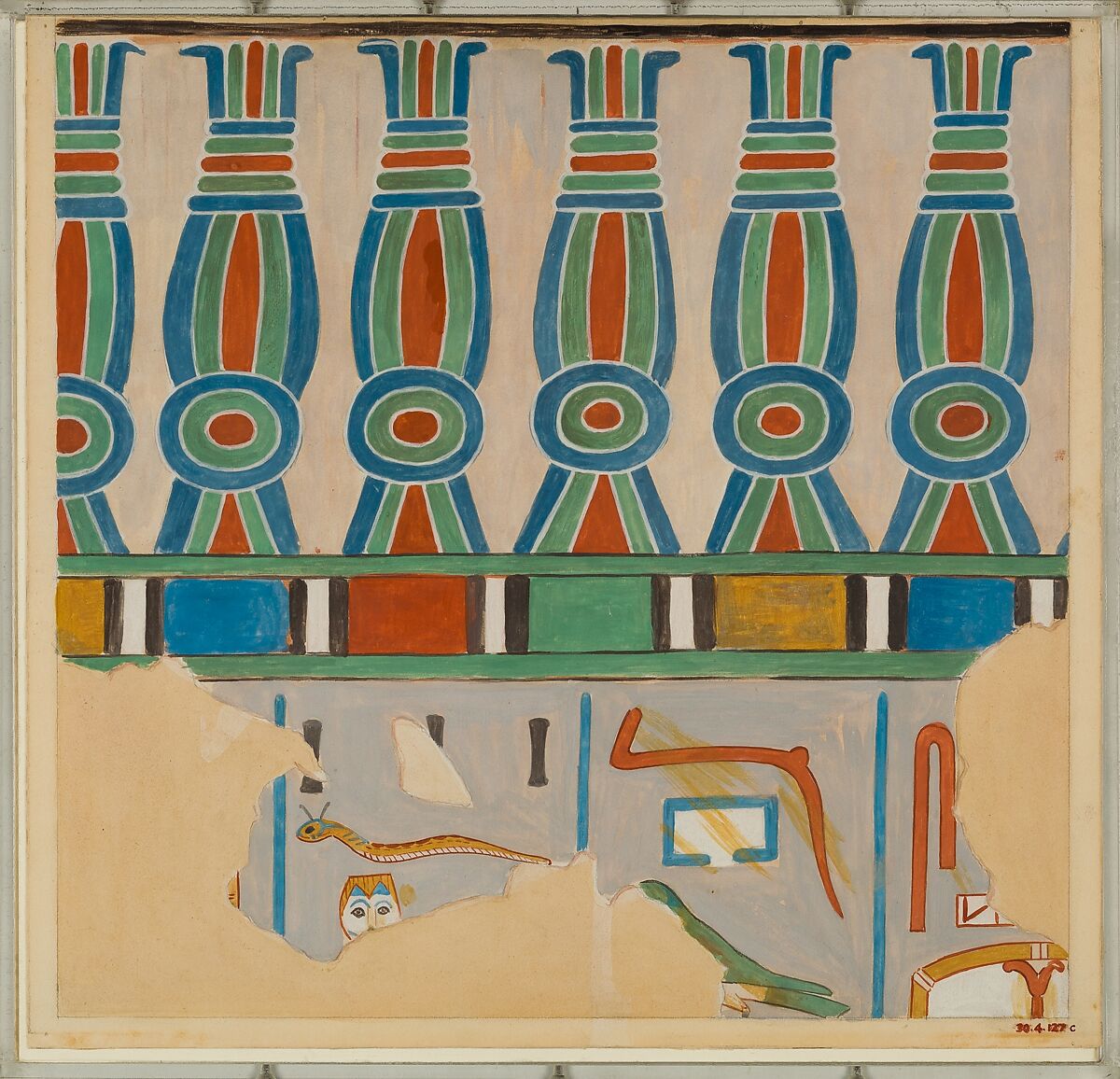 Kheker Friese, Tomb of Tjay, Charles K. Wilkinson, Tempera on Paper 