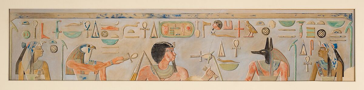 Lintel, Pyramid Temple of Amenemhat I, Unknown Copyist [member of the MMA Egyptian Expedition], Tempera on paper 