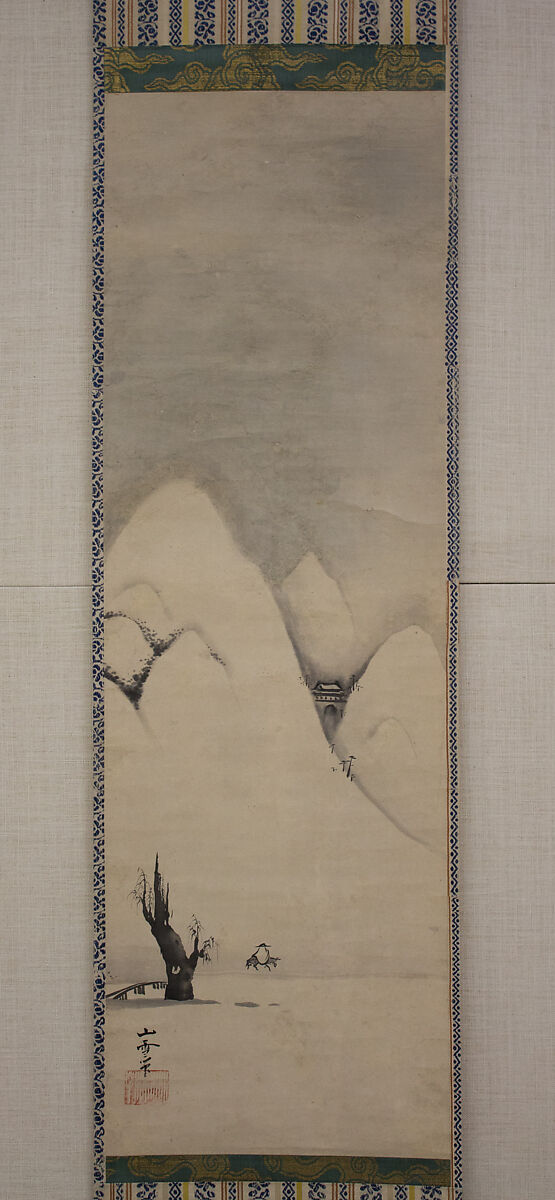 Winter Landscape, Kano Sansetsu 狩野山雪 (Japanese, 1590–1651), Hanging scroll; ink on paper, Japan 