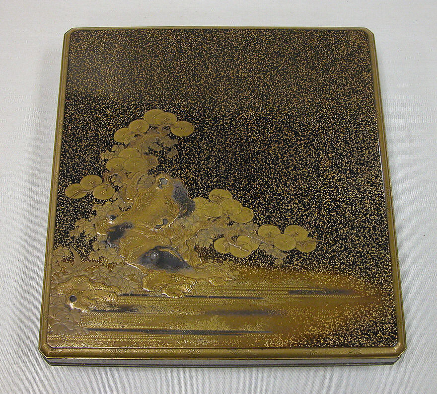 Writing Box, Black lacquer with sprinkled gold and silver (maki-e) on wood, Japan