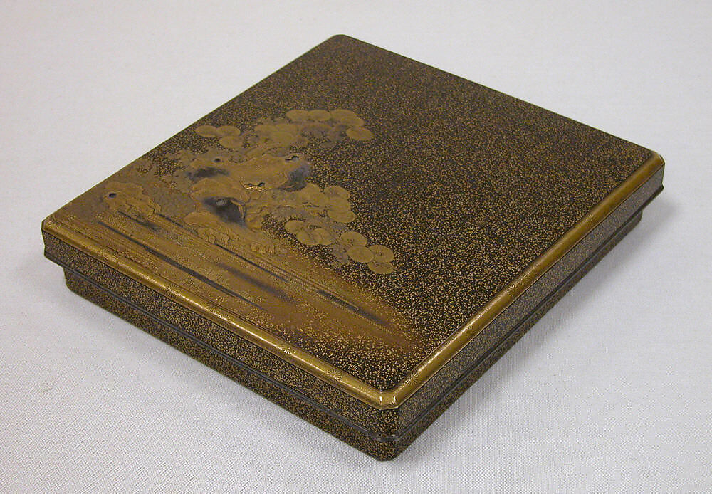 Writing Box, Black lacquer with sprinkled gold and silver (maki-e) on wood, Japan 