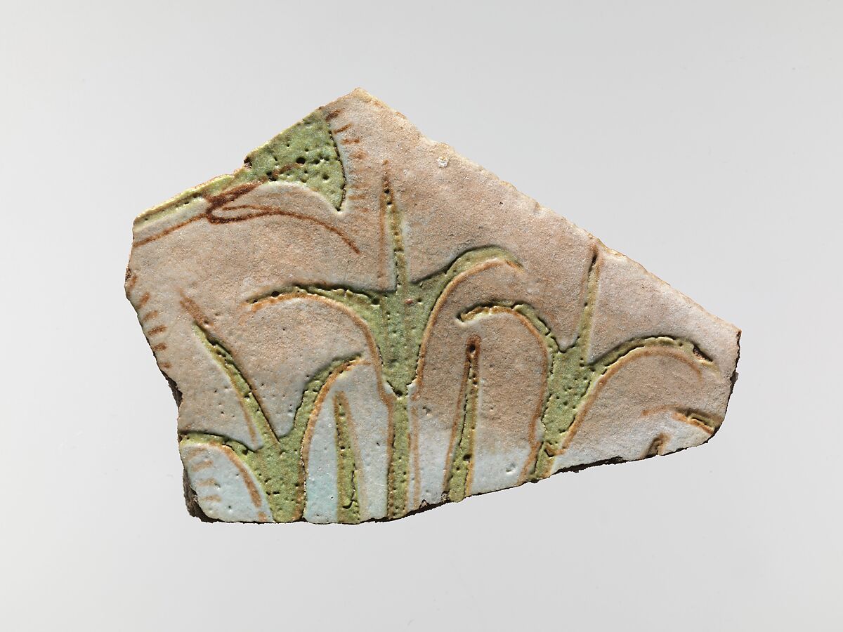 Tile, marsh scene, Polychrome faience 