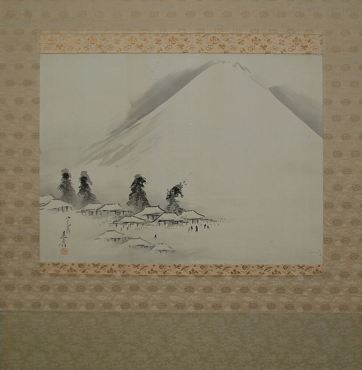Mt. Fuji in Winter, Shibata Zeshin (Japanese, 1807–1891), Mounted and hanging scroll; ink on paper, Japan 