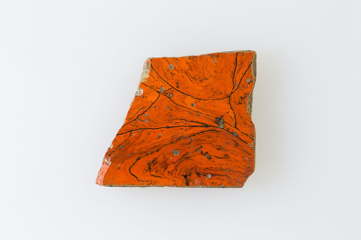 Wall revetment fragment, marbled pattern, Glass 