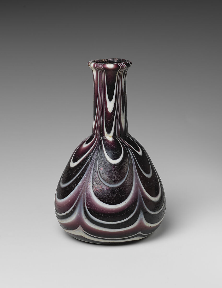 Bottle, Brown and white glass 