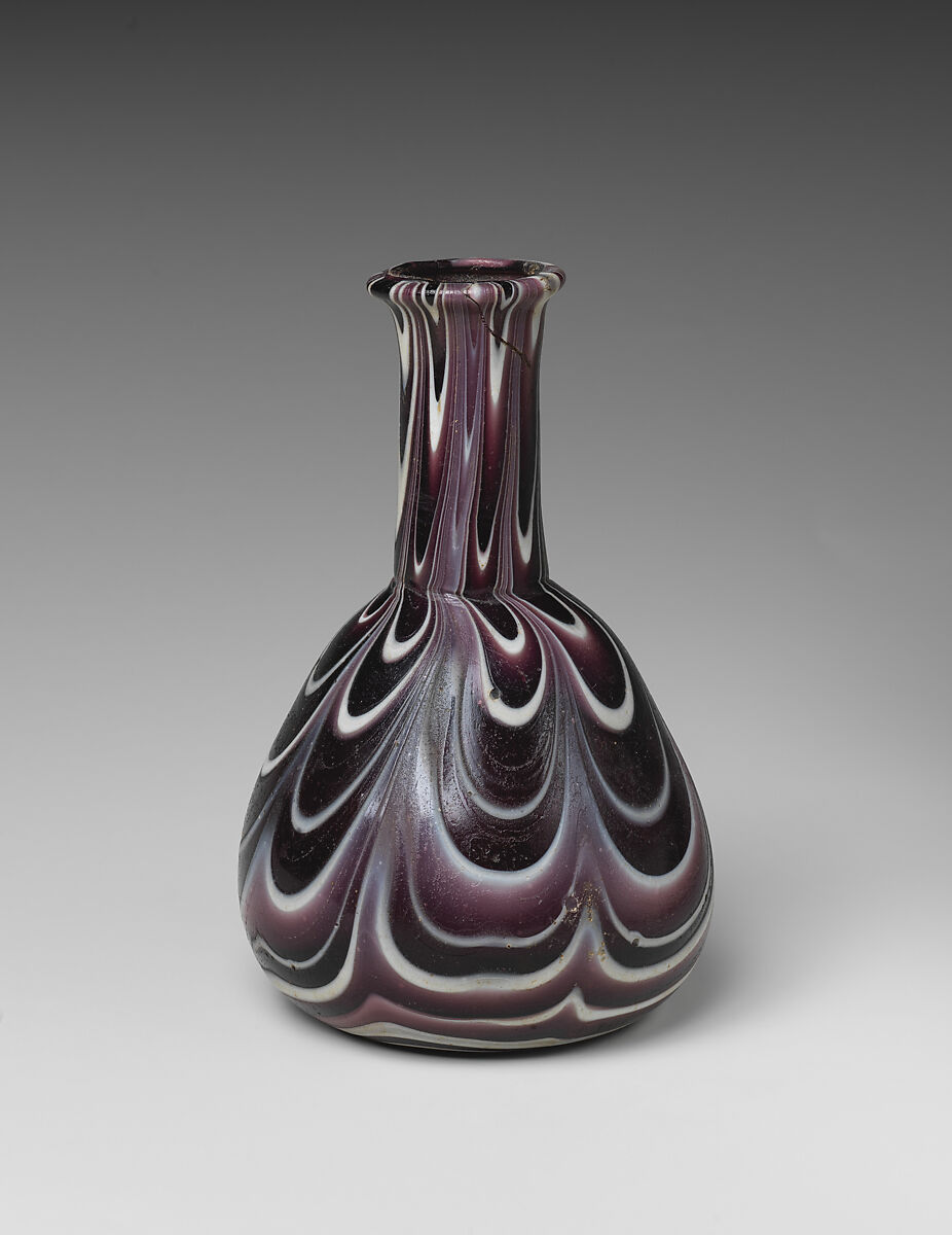Bottle, Brown and white glass