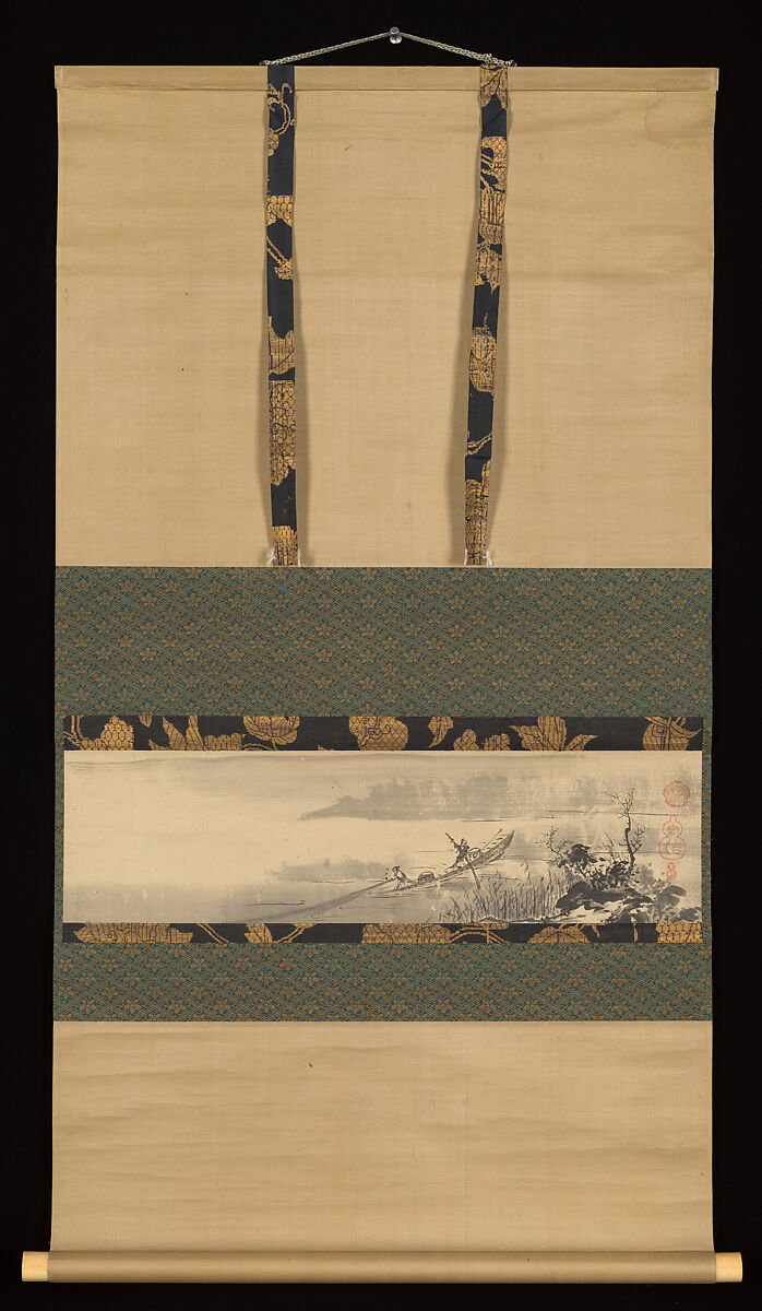 Fisherman, Kano Tan'yū (Japanese, 1602–1674), Hanging scroll; ink on paper, Japan