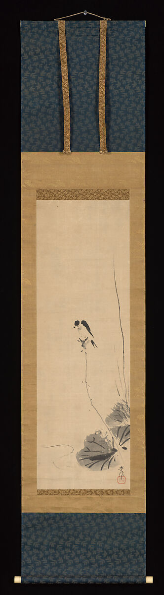 Swallow, Kano Tsunenobu (Japanese, 1636–1713), One of a triptych of hanging scrolls; ink and color on paper, Japan
