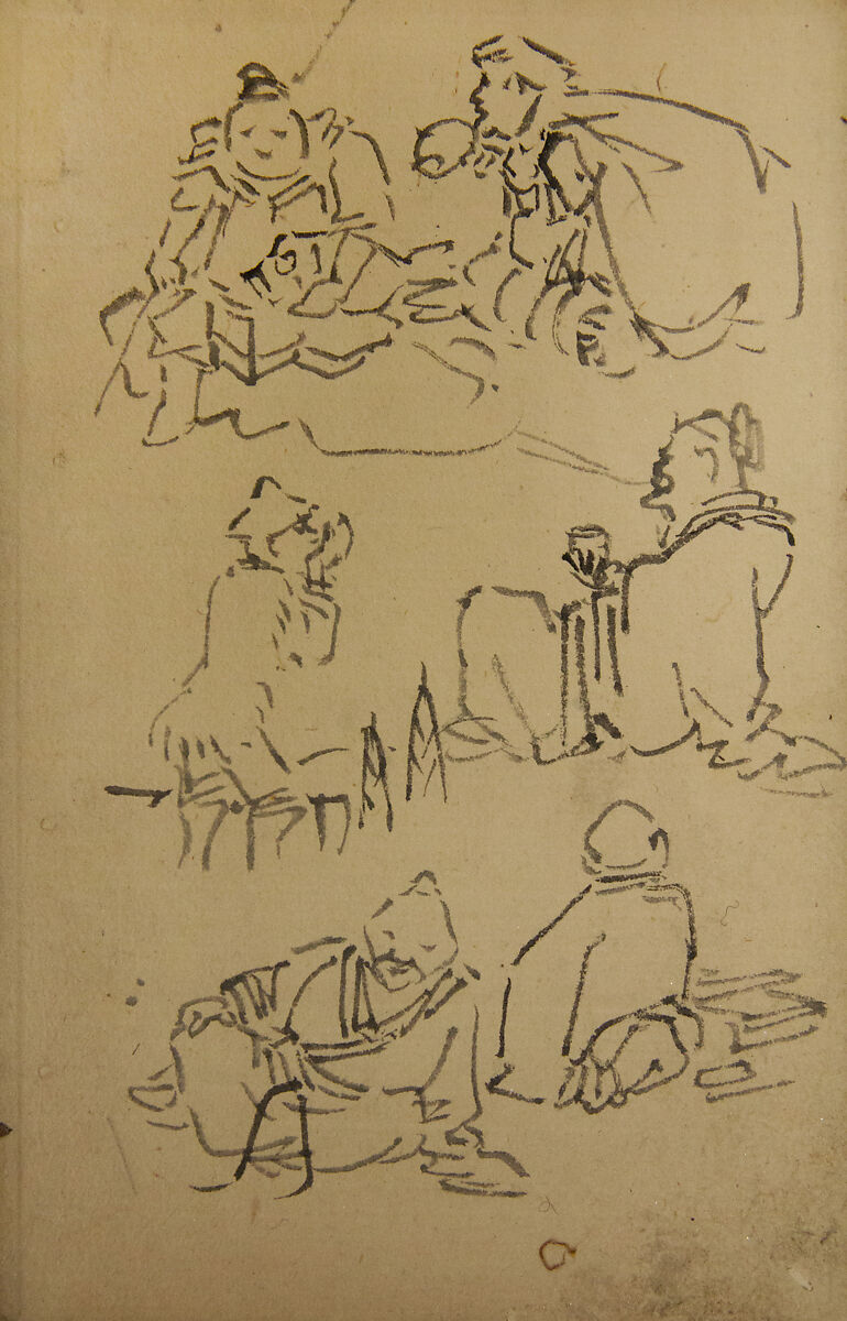 Sketches of East Asian Legendary Figures, Attributed to Kawanabe Kyōsai 河鍋暁斎 (Japanese, 1831–1889), Ink on paper, Japan 