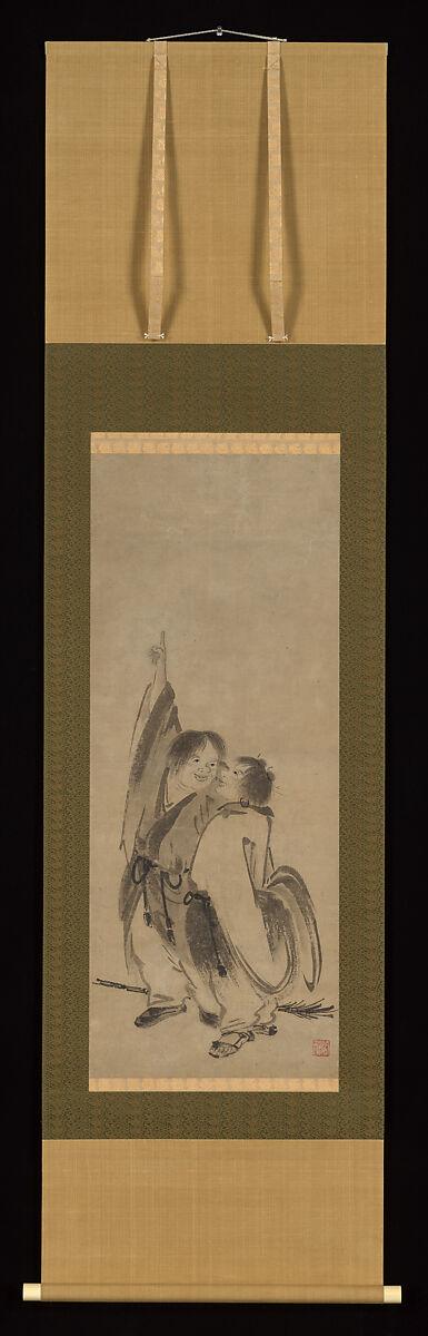 Hanshan and Shide, Style of Kenkō Shōkei 賢江祥啓 (Japanese, active ca. 1478–ca. 1523), Hanging scroll; ink on paper, Japan