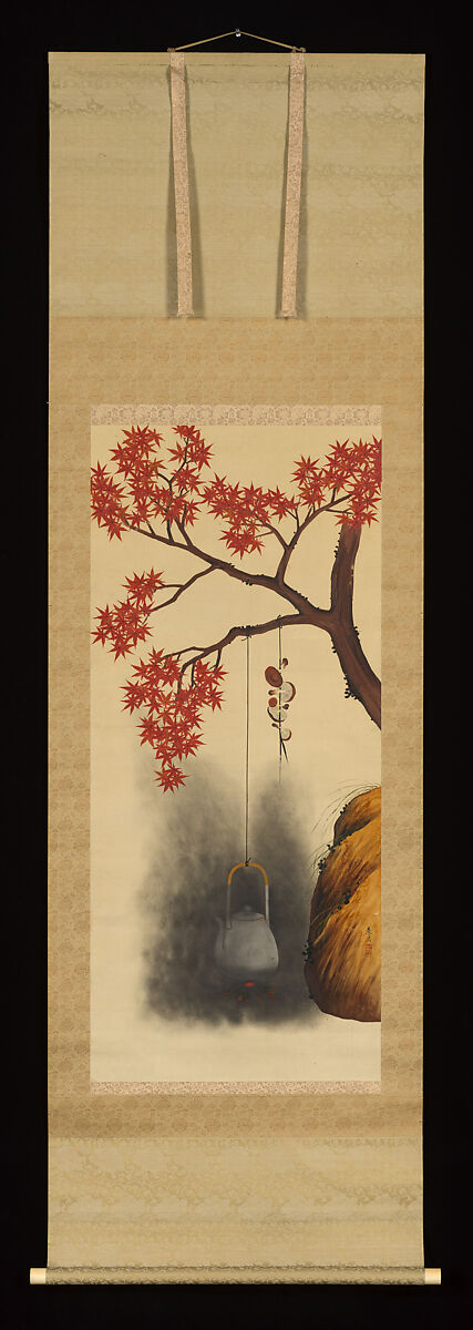 Autumn Maple, Shibata Zeshin (Japanese, 1807–1891), Hanging scroll; color on silk, Japan