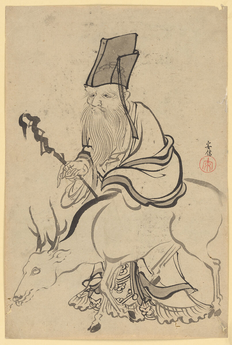 Juro (God of Luck), School of Katsushika Hokusai (Japanese, Tokyo (Edo) 1760–1849 Tokyo (Edo)), Ink on paper, Japan 