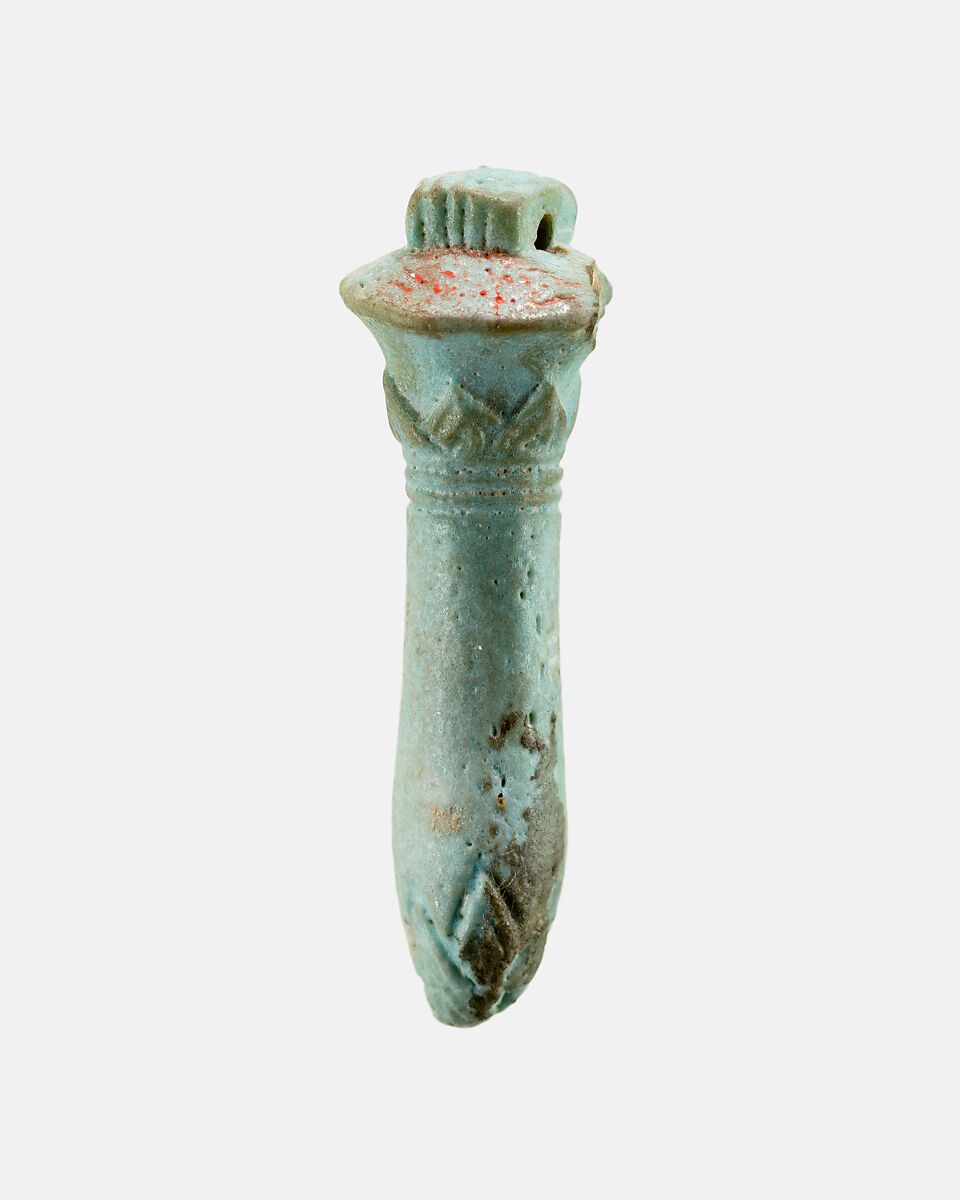 Papyrus column (wadj) amulet, Light blue faience 