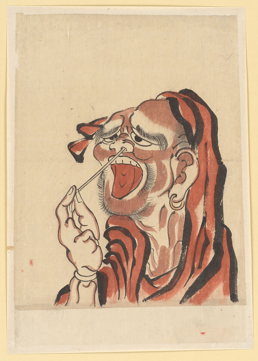 Daruma (Buddhist Saint), School of Katsushika Hokusai (Japanese, Tokyo (Edo) 1760–1849 Tokyo (Edo)), Ink and color on paper, Japan 