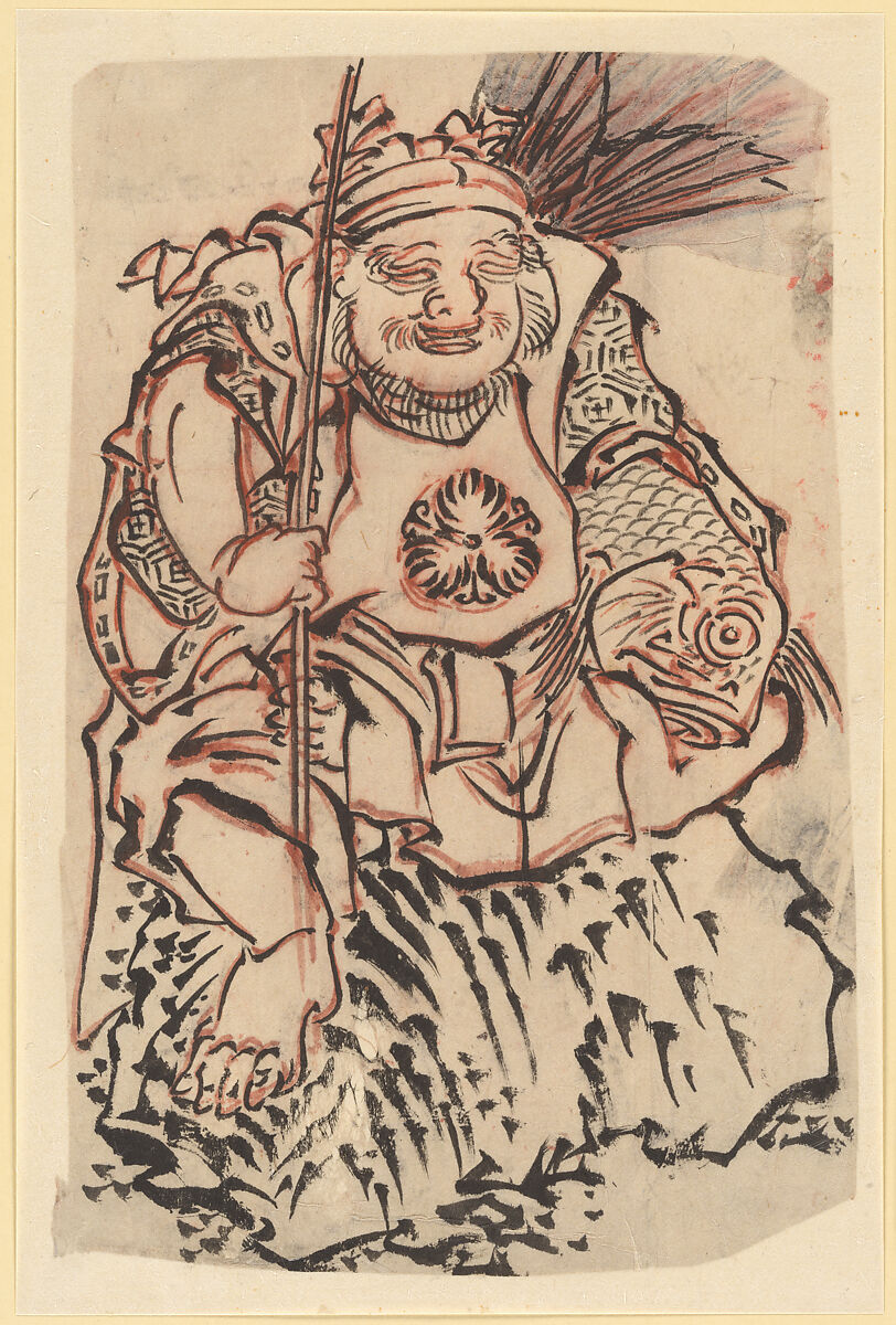 Ebisu (God of Luck, Protector of Merchants), School of Katsushika Hokusai (Japanese, Tokyo (Edo) 1760–1849 Tokyo (Edo)), Ink and color on paper, Japan 