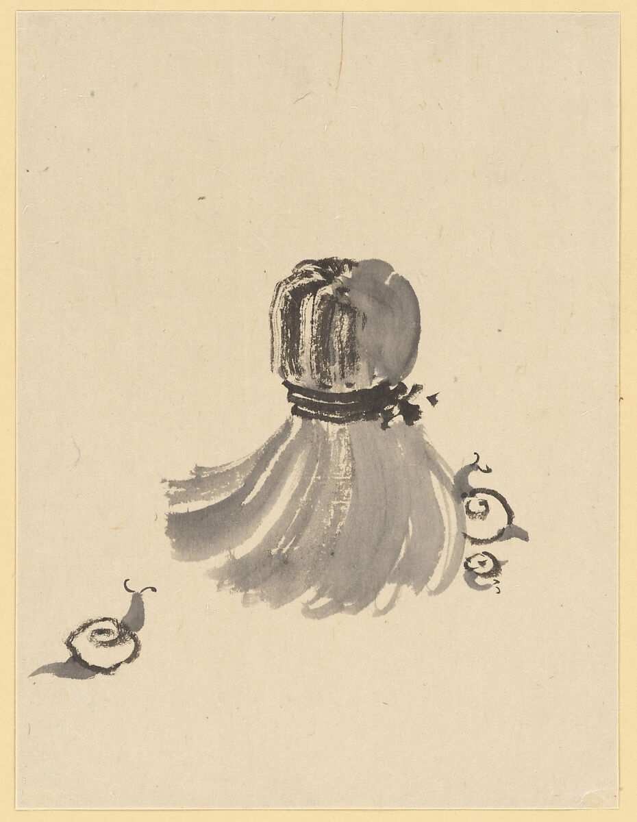 Snails and Tawashi Scrubber, School of Katsushika Hokusai (Japanese, Tokyo (Edo) 1760–1849 Tokyo (Edo)), Ink on paper, Japan 