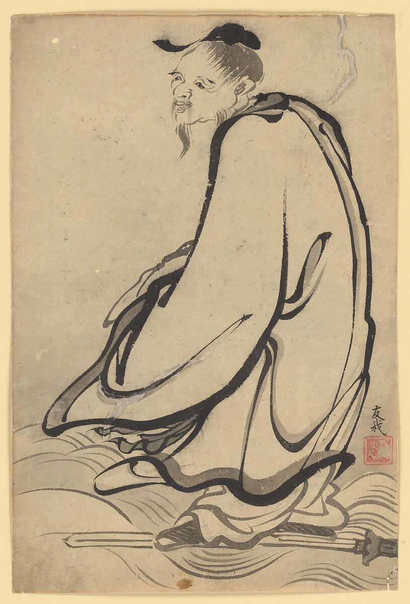 Sage, School of Katsushika Hokusai (Japanese, Tokyo (Edo) 1760–1849 Tokyo (Edo)), Ink on paper, Japan 