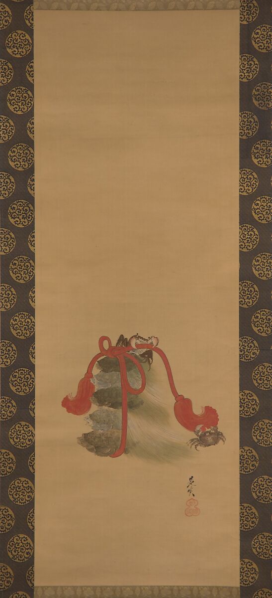Tortoises and Crabs, Shibata Zeshin (Japanese, 1807–1891), Hanging scroll; ink on silk, Japan