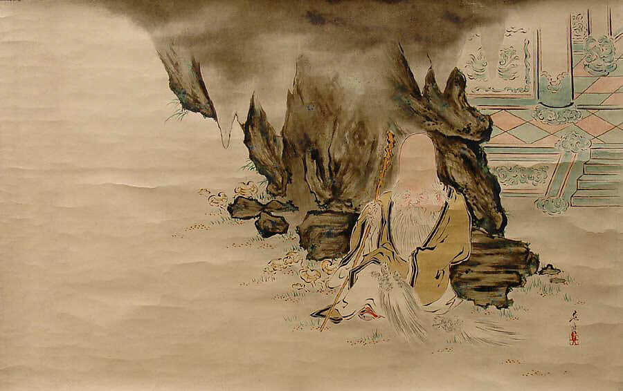 Jurōjin, Shibata Zeshin (Japanese, 1807–1891), Hanging scroll; ink on paper, Japan 