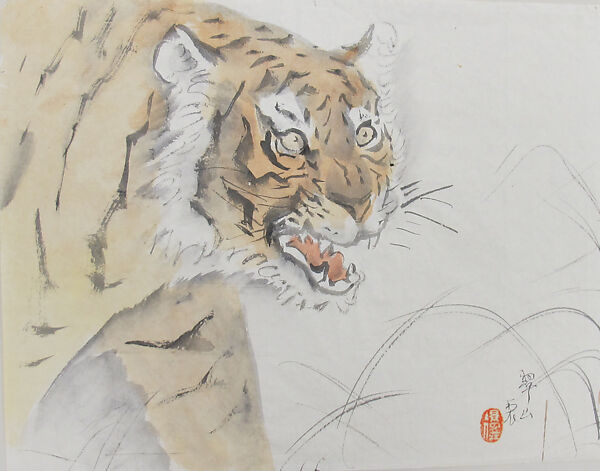 Tiger, Miki Suizan (Japanese, 1887–1957), Painting; ink and color on paper, Japan 